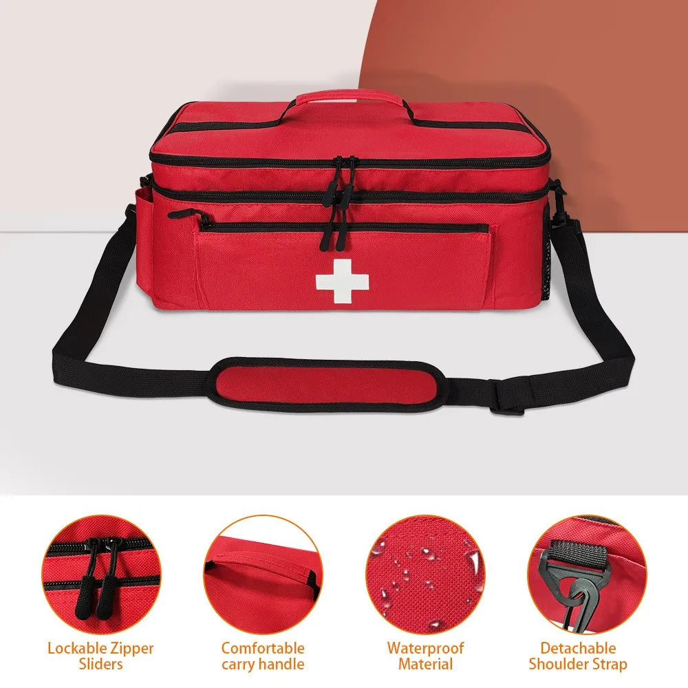 Medical Emergency Kit Outdoor Portable Rescue Storage Organizers Large Capacity Storage Bag Household Oxford Cloth First Aid Kit Qme