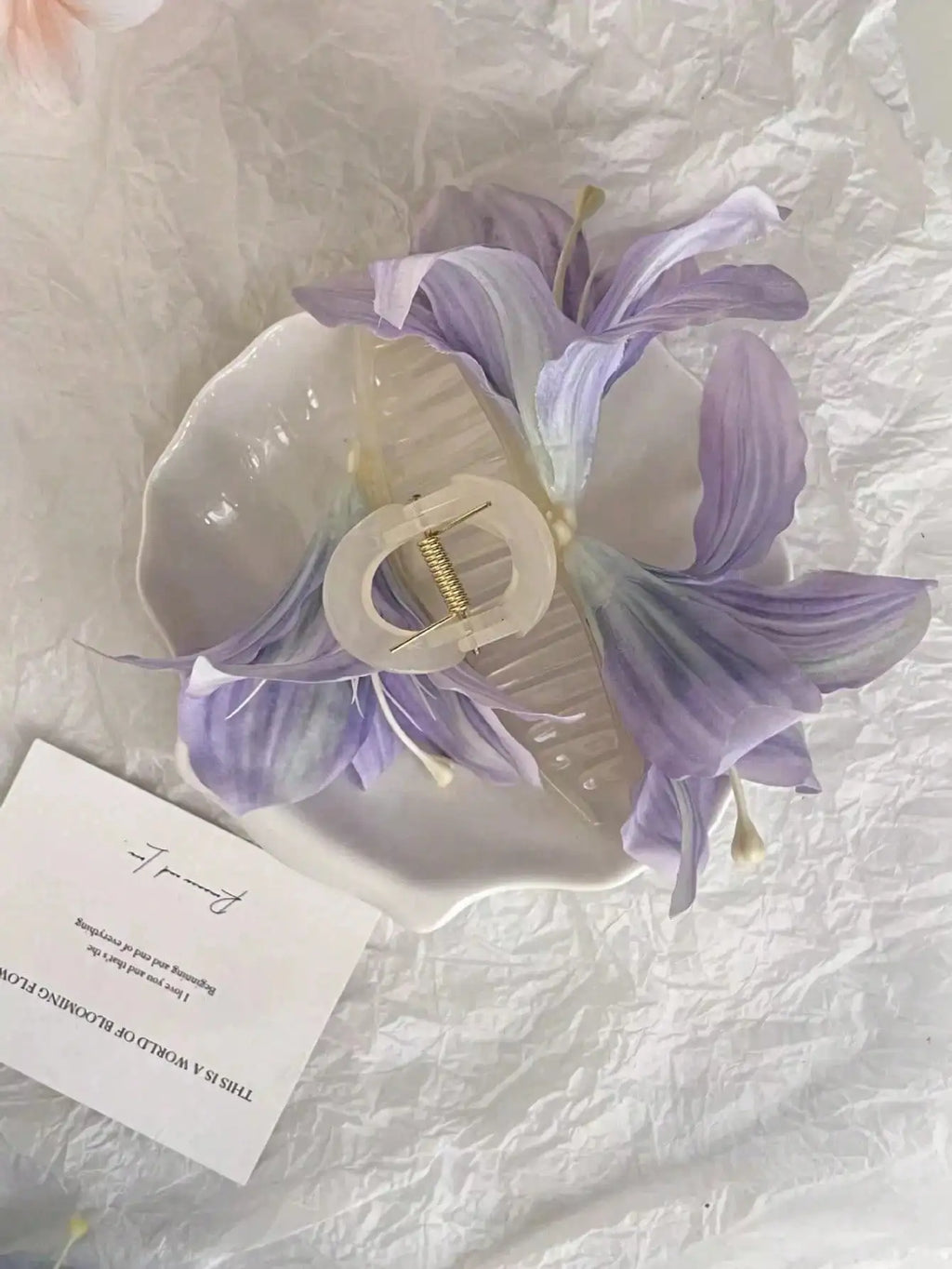 Female Personality Lily Flower Double Sided Grip Clip Simple Qme purple