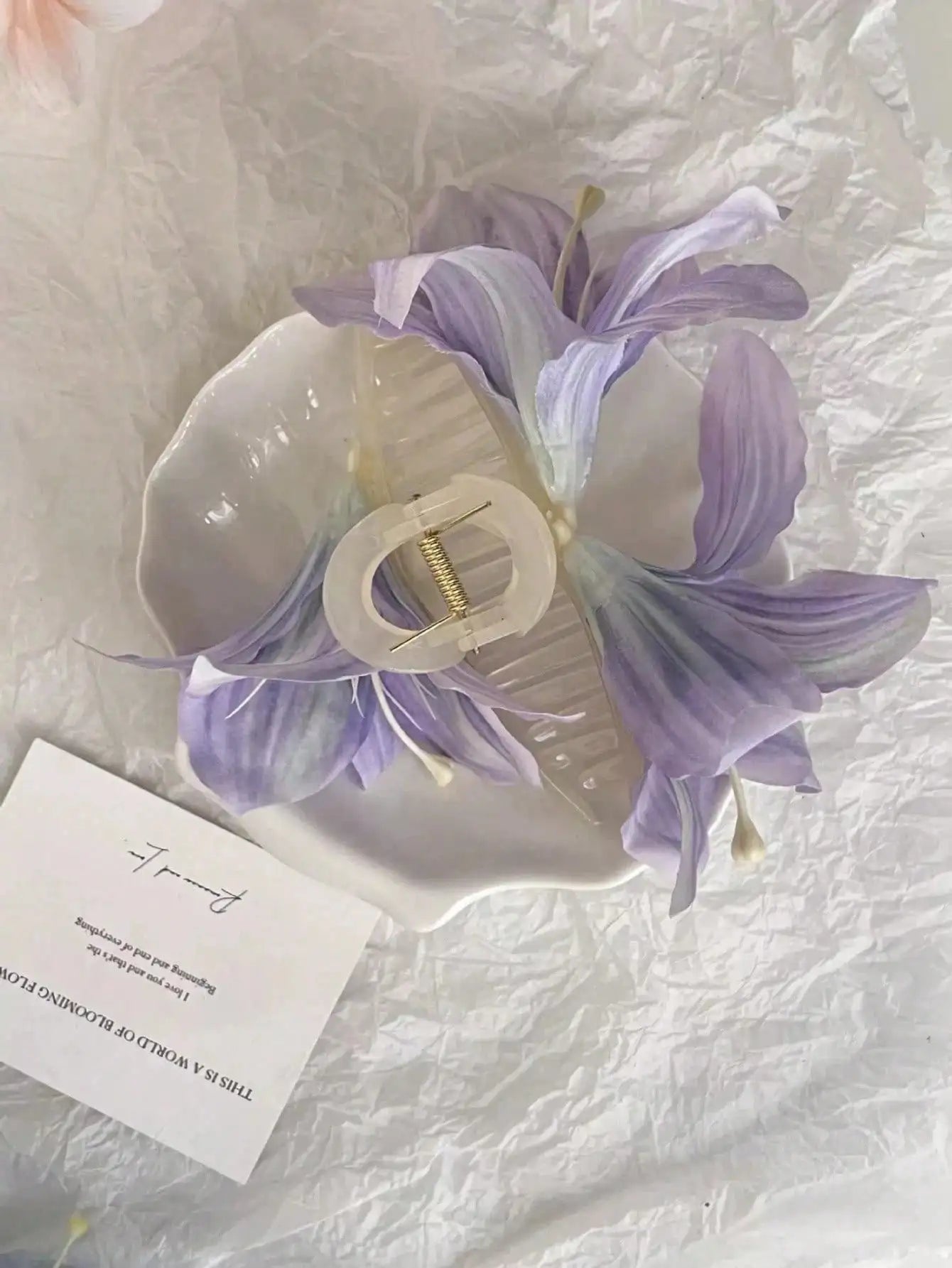 Female Personality Lily Flower Double Sided Grip Clip Simple Qme purple