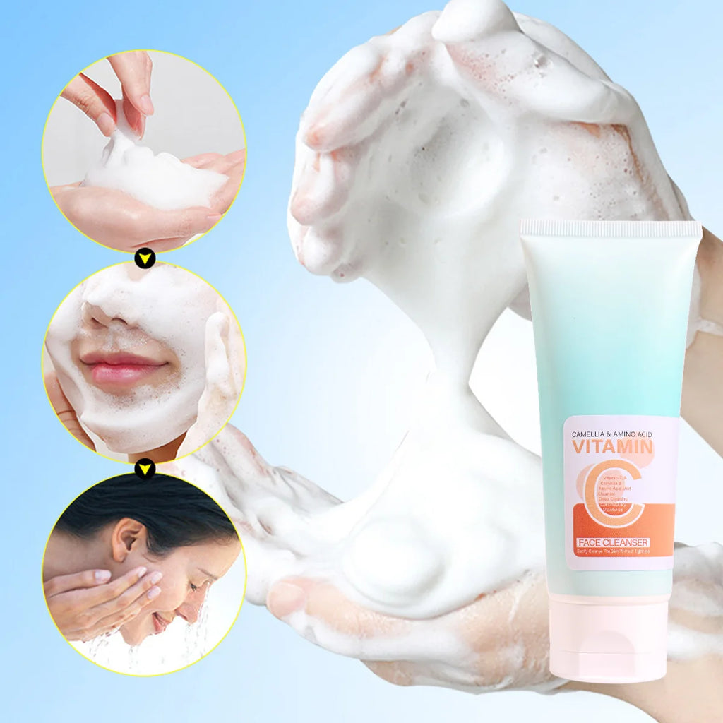 Pure Herbal Vitamin C Facial Cleanser Hyaluronic Acid Deep Cleansing Qme