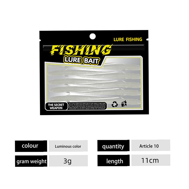 Bionic Small Fish Silicone Soft Fishing Lure Artificial Loach Bait Qme Fluorescence green-2