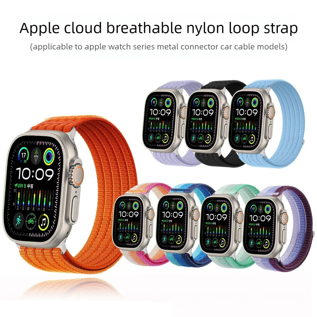 A Cloud Soft Breathable Nylon Loop Watch Strap for Apple Watch Series 10 9 8 S11 Lightweight Comfortable Replacement Wrist Band Qme