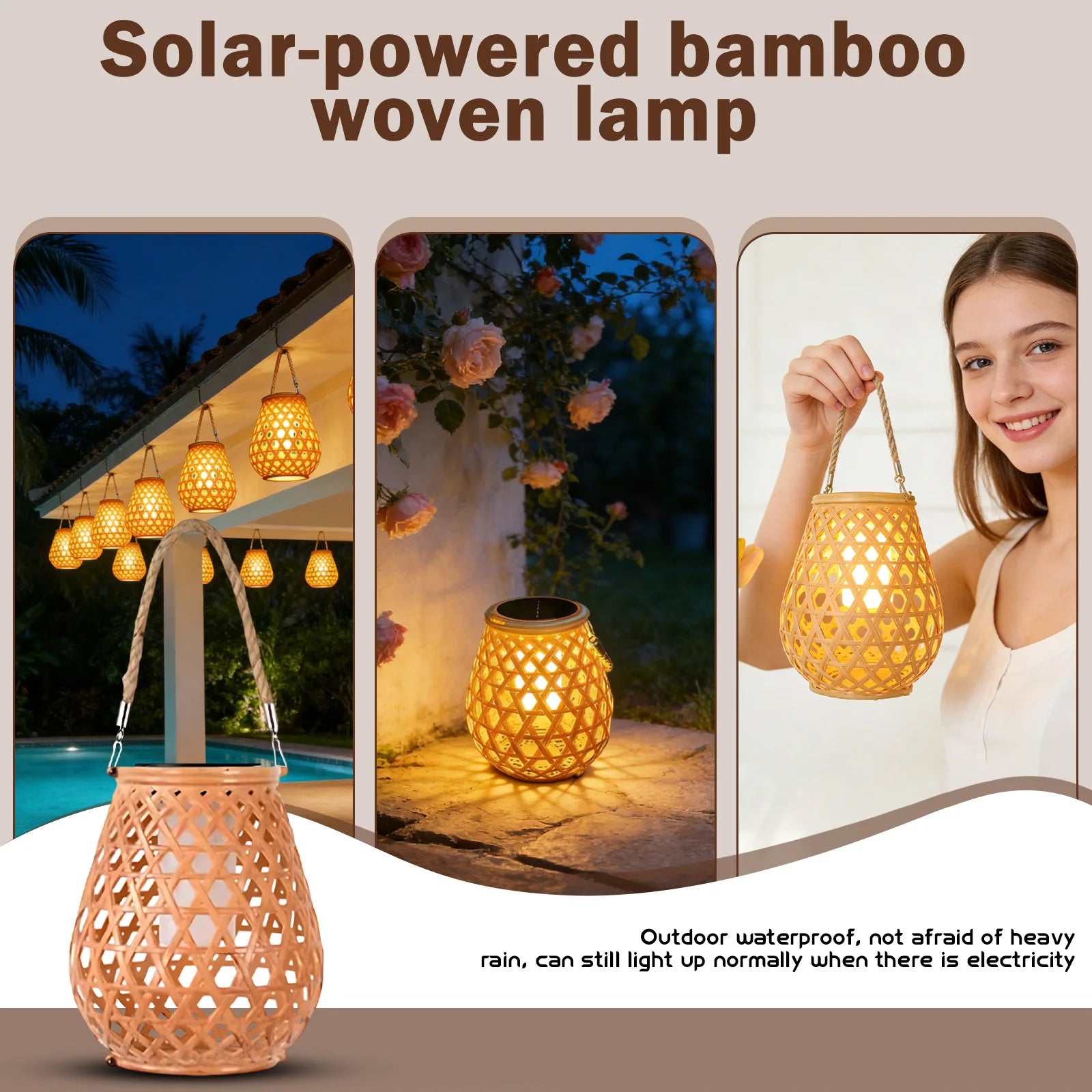 Hand-Wove Rattan Lamp Cover Vintage Chandelier Home Living Room Teahouse Garden Lampshade Pendant Light Decoration Qme White