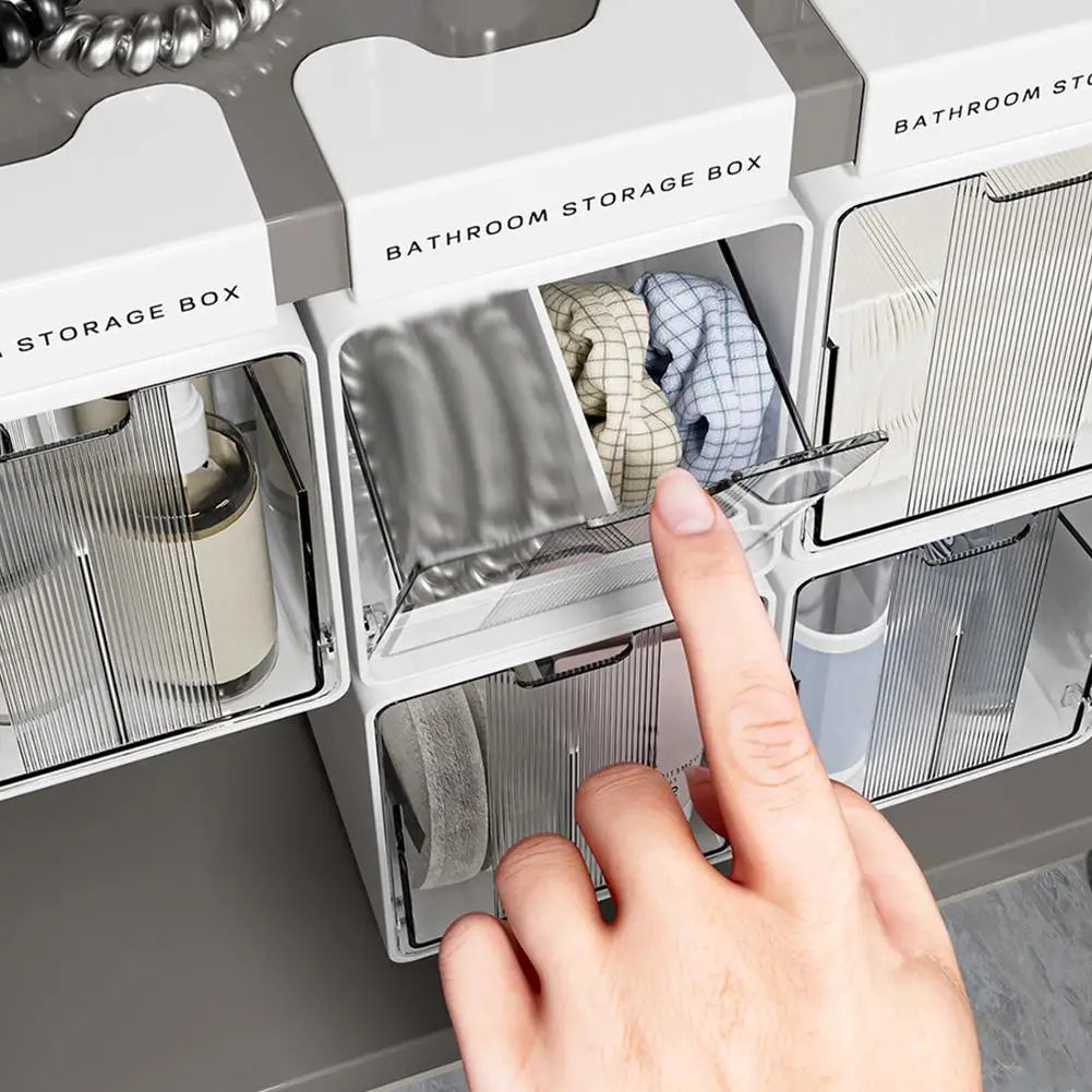 Transparent Storage Box Pull-out Cotton Stick Makeup Bathroom Drawer Qme