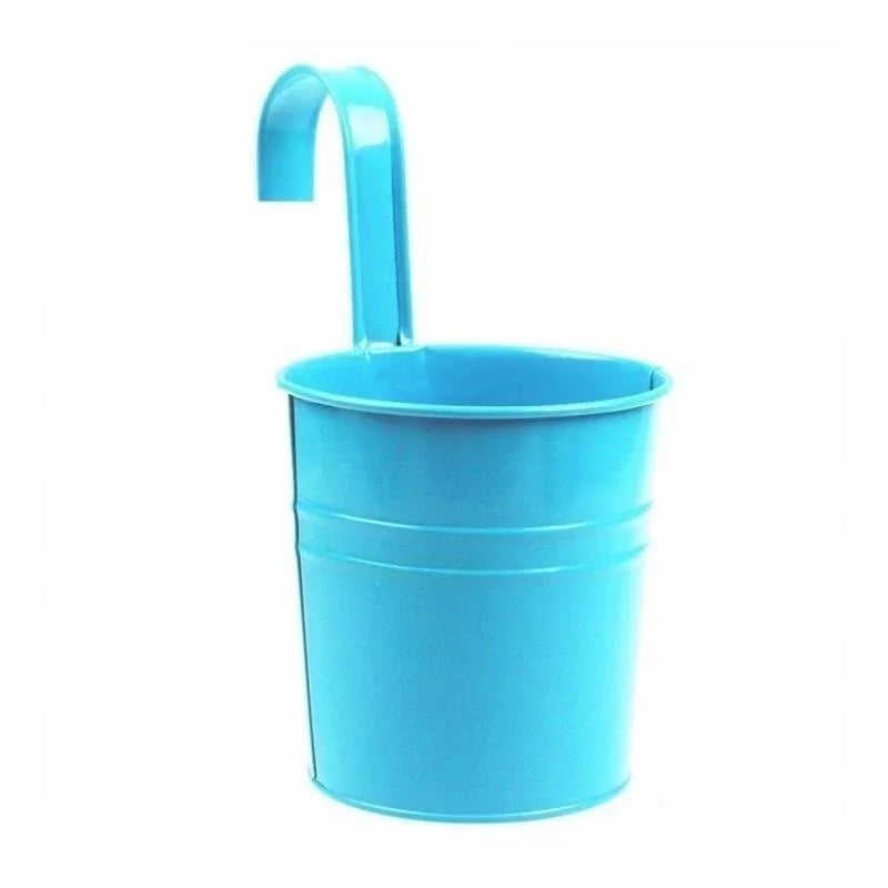 Iron Hanging Flower Pot Hook Wall Mounted Planter Holder Balcony Qme blue