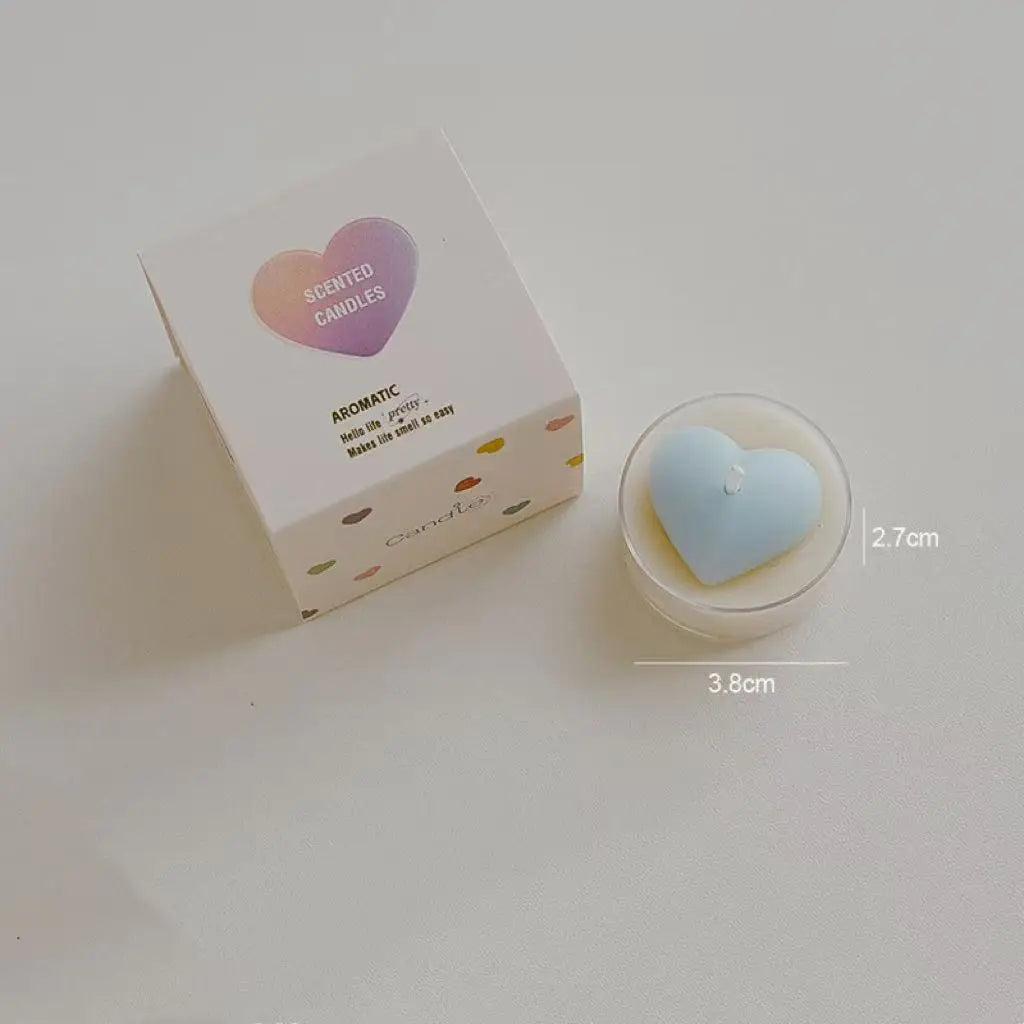 Tiny Heart Fragrance Candles Vibrant Scent Tealights Household Qme blue and white