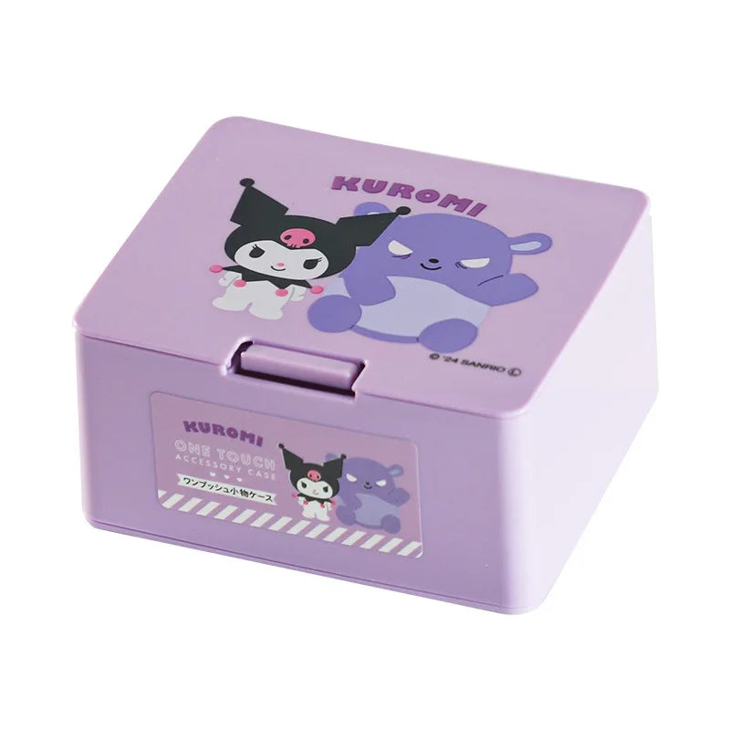 Hello Kitty Cartoon Push-Button Cosmetic Storage Box Acrylic Desktop Lipstick and Small Item Organizer for Home Use Qme 2
