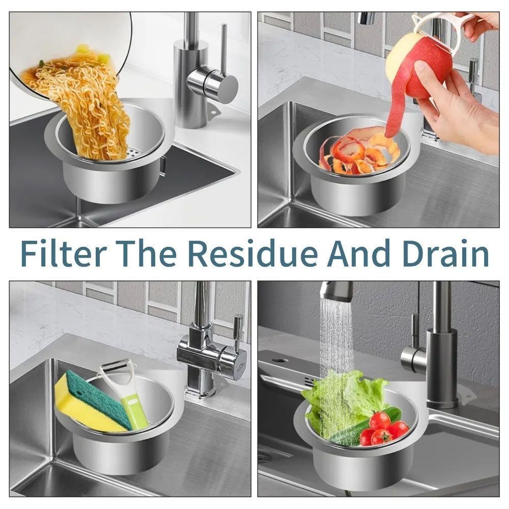 Stainless Steel Swan Sink Strainer Hanging Detachable Kitchen Sink Garbage Dry Wet Separation Filter Basket Kitchen Accessories Qme