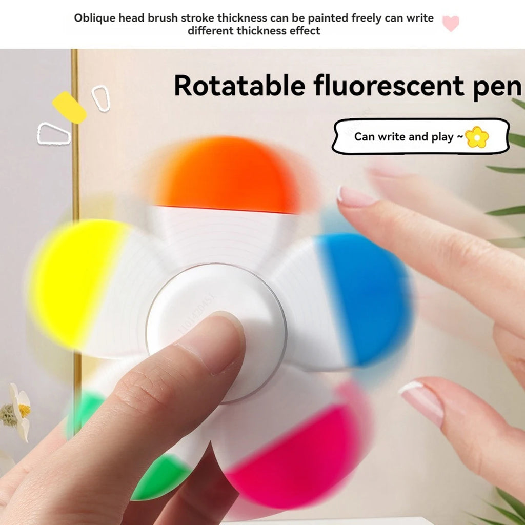 Multifunctional Cute Mini Rotary Highlighters 5 Colors,No Bleed Dry Fast Easy to Hold,for Journal Planner School Office Supplies Qme