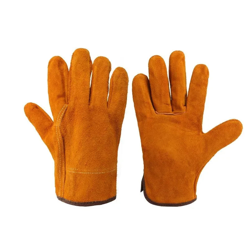 2 Pairs Genuine Cowhide Welding Gloves Heat Resistant Protective Work Gloves for Electric Arc TIG MIG Welding Qme