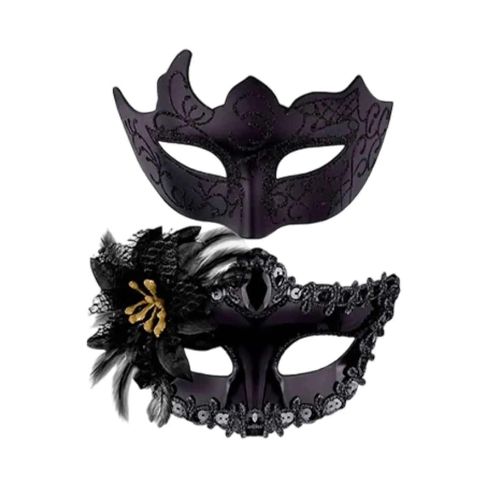 Black Series Masquerade Masks for Couples Lace Masks Party Venetian Christmas Mardi Gras Mask Set Cosplay Costume Accessory Qme C