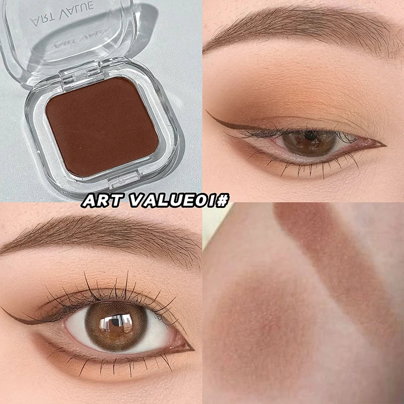 ART VALUE Single Color Eye shadow Shimmer Matte Delicate Long-lasting Makeup High Gloss Brightening Silkworm Eyeshadow Palette Qme 01