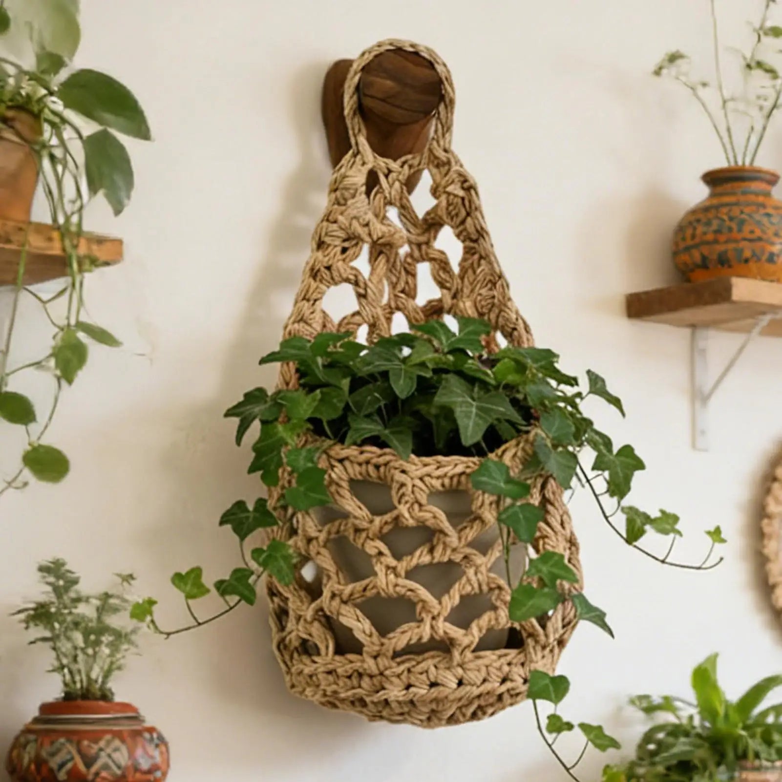 Macrame Plant Hanger Cotton Woven Decorative Space Saving Boho Flower Qme