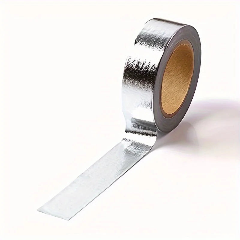 1 Roll/196.85inch Solid Color Bronzing Tape Material Sticker, Solid Color Decorative Ledger Tape Qme Silvery