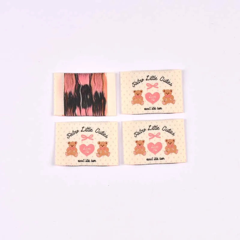 30pcs 19.5-55mm Cute Bear Fabric Labels, Handmade Sew On Tags for DIY Clothes Bags Crafts Decoration cp3860 Qme 34x47mm-1