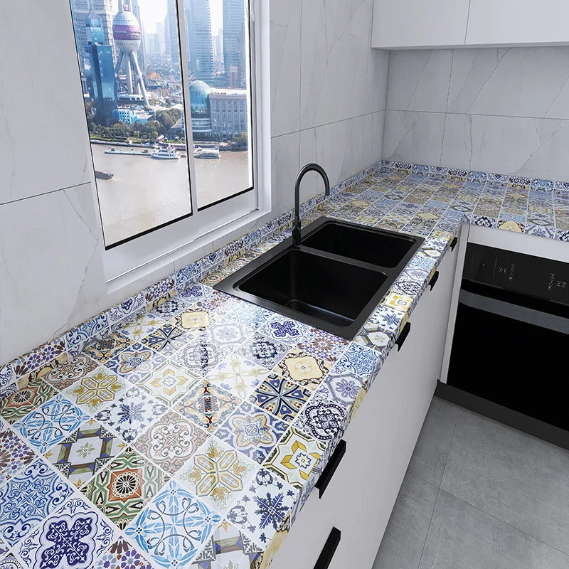 40cm European Self-Adhesive Wallpaper Waterproof and Oil Resistant PVC Kitchen Wall Sticker Bathroom Wallpaper Cabinet Wallpaper Qme 2 40cmX1m