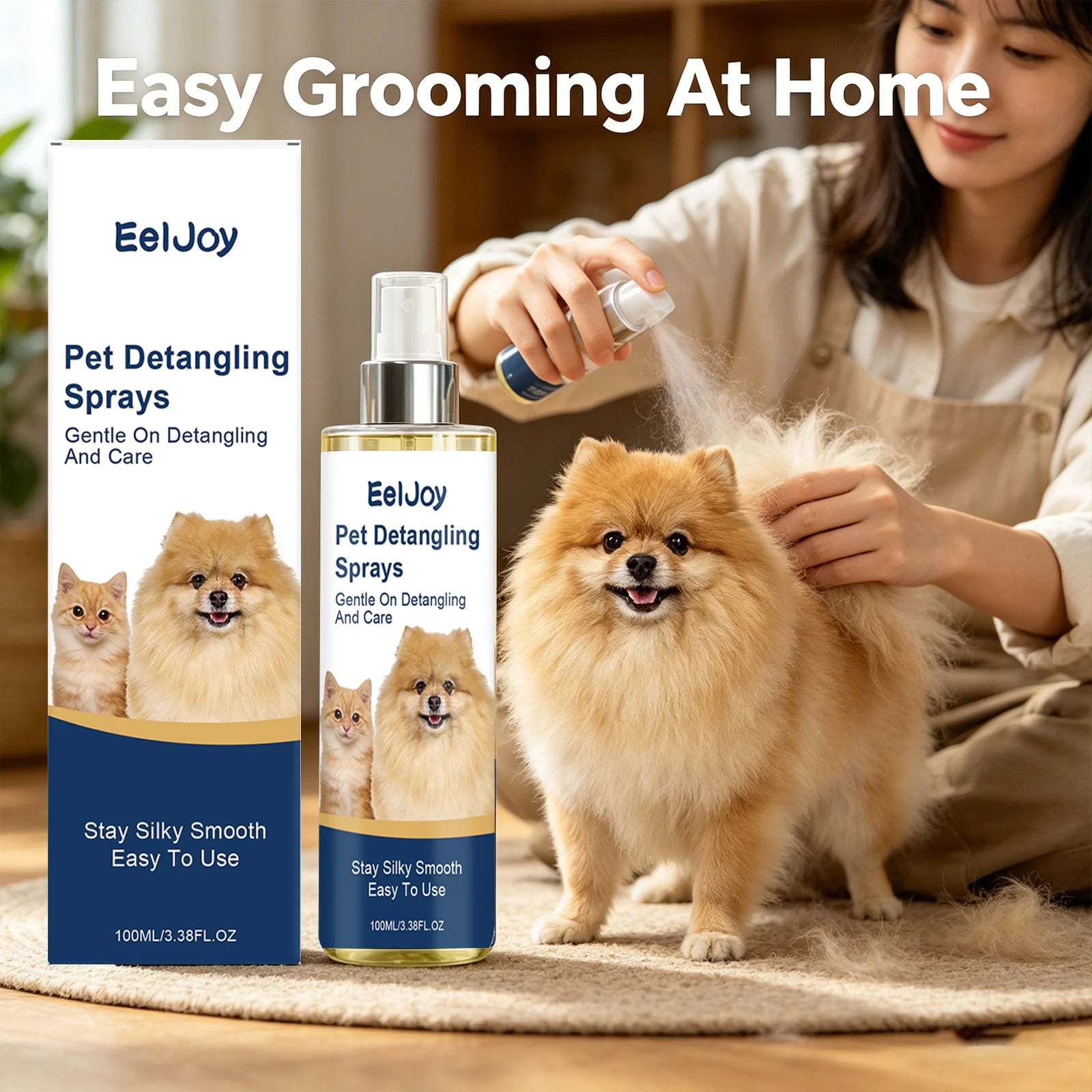 Pet Hair Care Spray Moisturizing Cleaning Dirt Reduce Knotting Smoothing Hair Natural Shine Refreshing Fragrance Pet Conditioner Qme