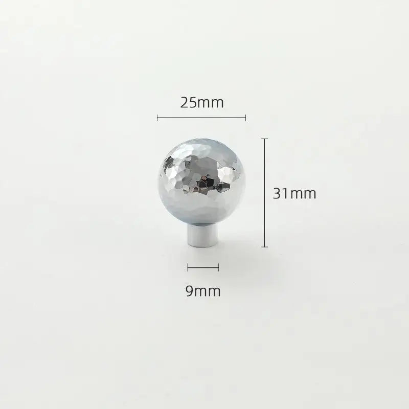 Brass Silver Ball Furniture Pull Handles Hand-forged Hammer Cabinet Handles Door Drawer Knob Kitchen Wardrobe Cupboard Pulls Qme A1
