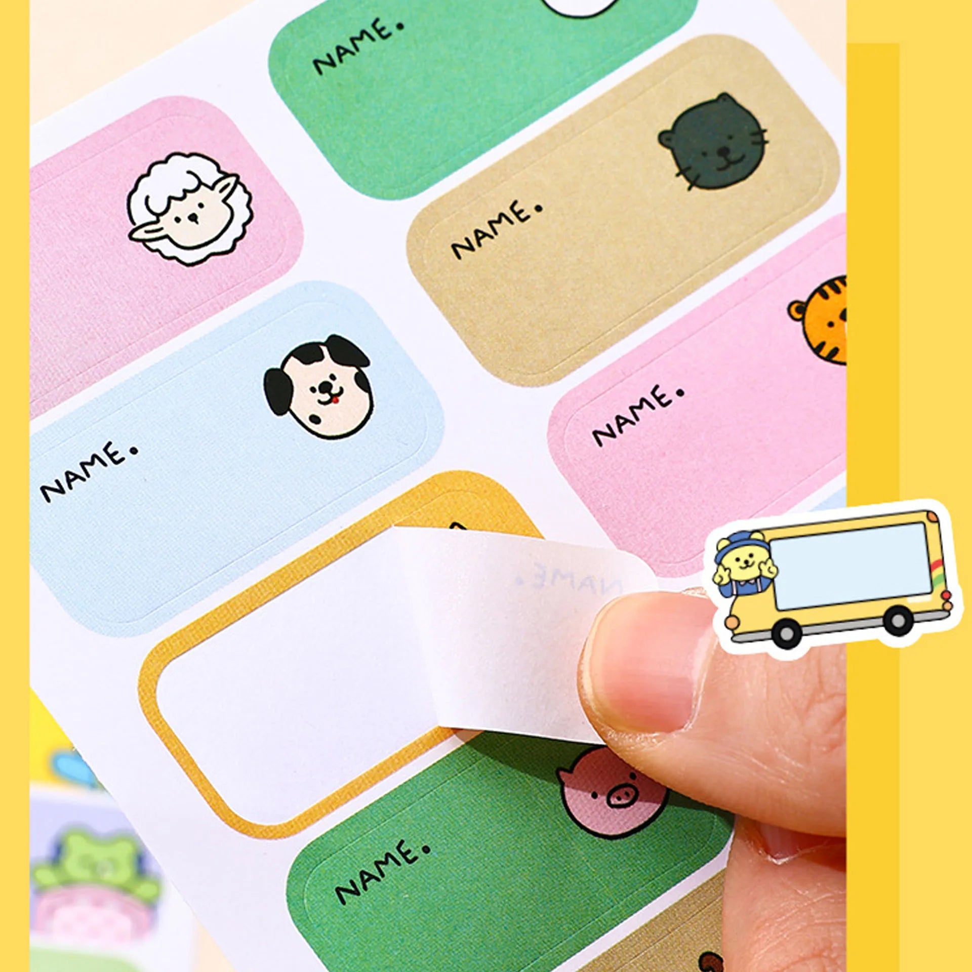 Cartoon Name Labels, Adhesive Name Stickers for Kids. Suitable for kindergarten supplies, water cups and books.Cartoon Name Labe Qme