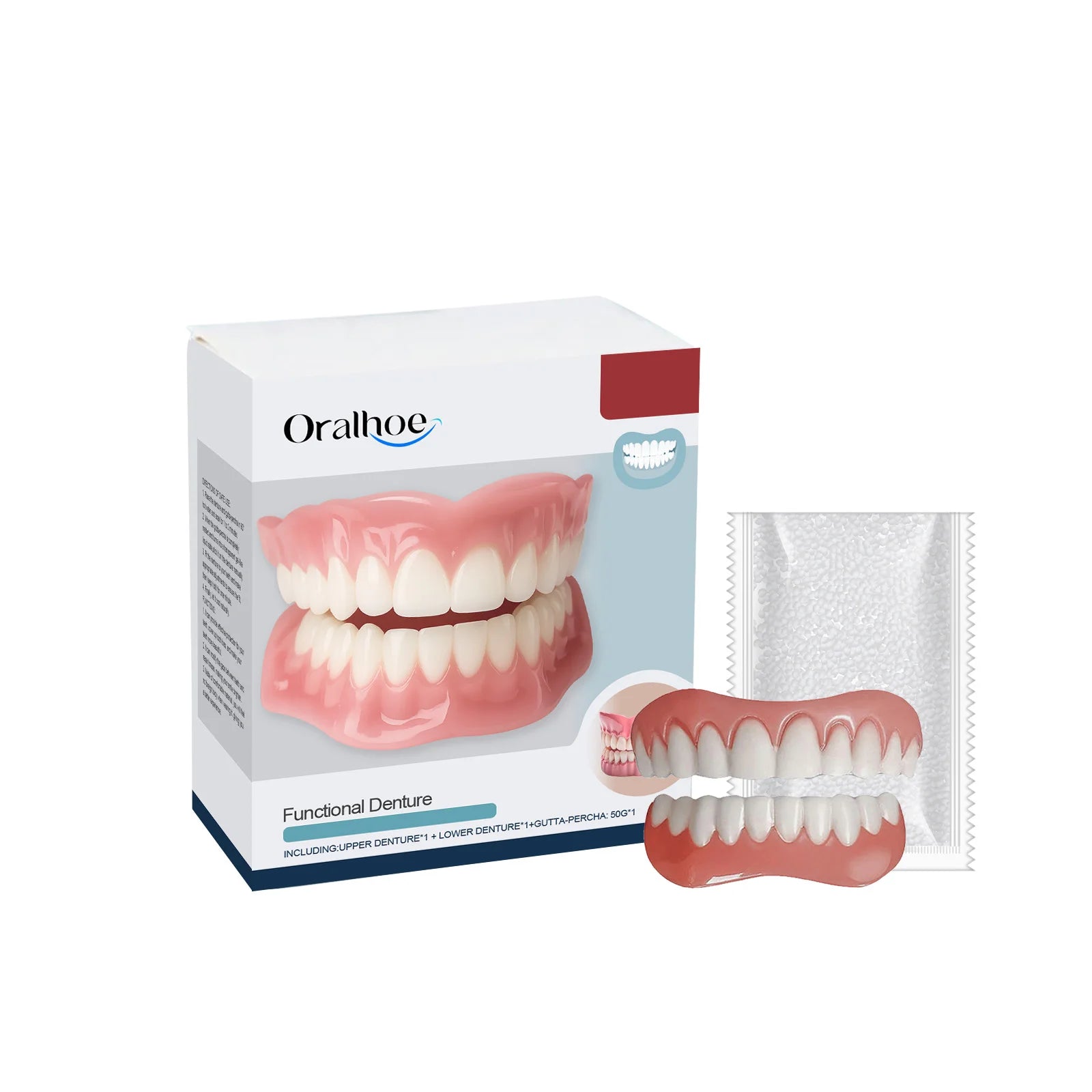 Temporary Denture Reliner Kit Cover Missing Broken Teeth Upper and Lower Dental Veneers Enhance Aesthetics Fake Tooth Oral Care Qme 1Set Boxed