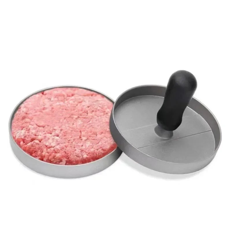 Burger Press Non-Stick Hamburger Patty Maker with Wax Paper Aluminum Burger Maker for Kitchen BBQ Grill Qme 1pcs-Black