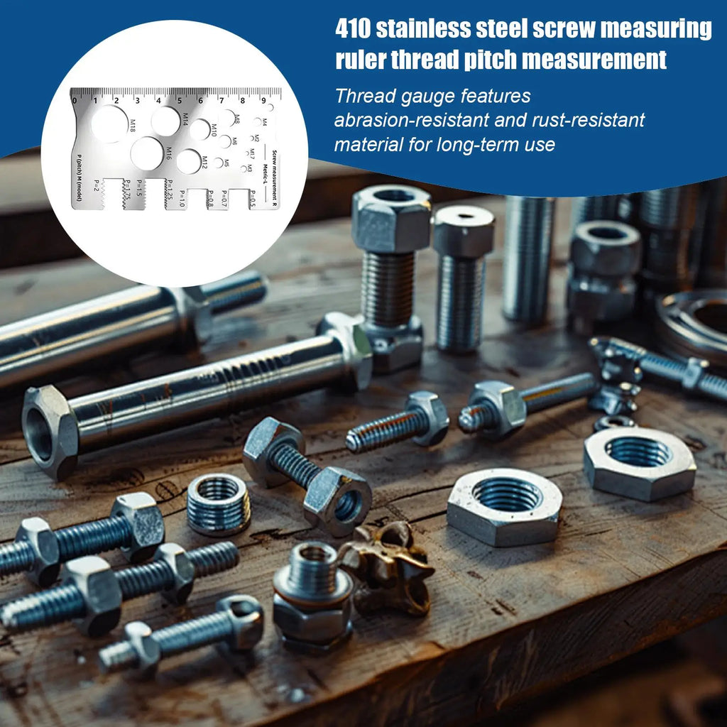 Thread Gauge Screw Measuring Ruler Easy-to-Read Thread Gauge Ruler for Woodworking Mechanical Workshop Automotive Metalworking Qme