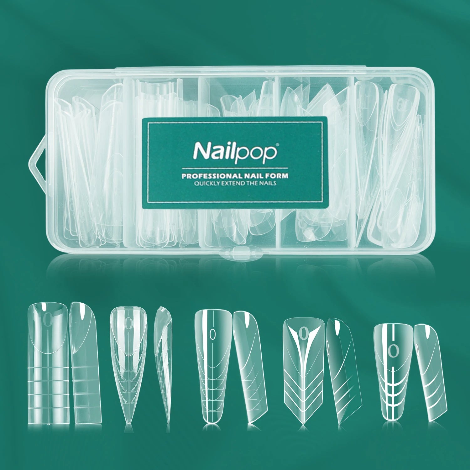 Nailpop 6in1 French Nail Dual Form 6 Shapes Reusable Gel Extension Qme JMFS5IN1-Clear 150