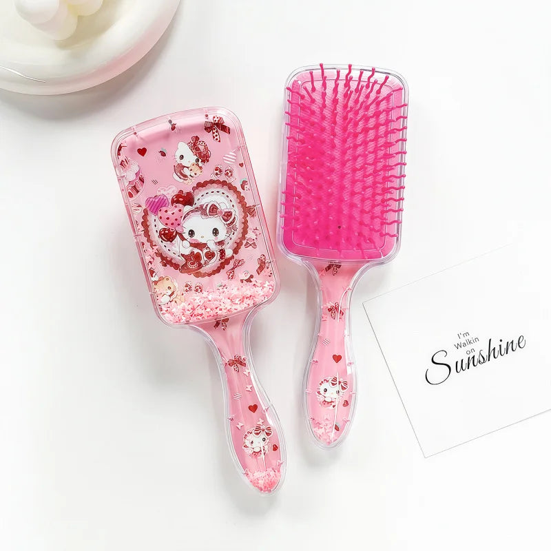Hello Kitty Kuromi Glitter Cushion Comb Shake-Shake Air-Cushion Comb Cute Hair-Smoothing Comb Qme