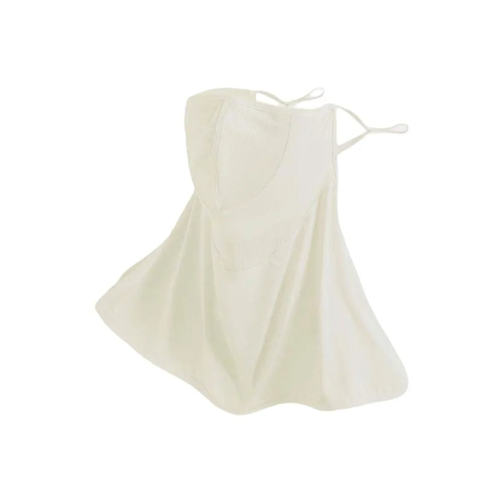 Outdoor Work Ice Silk Neck Sunscreen Mask Thin Solid Color Face Sun Protection Elastic Lightweight Breathable Sunshade Mask Men Qme Beige