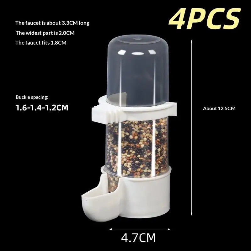 Bird Feeder Small Medium Large Pet Cage Accessories 2 4 8 Automatic Qme White 240ML 4pcs
