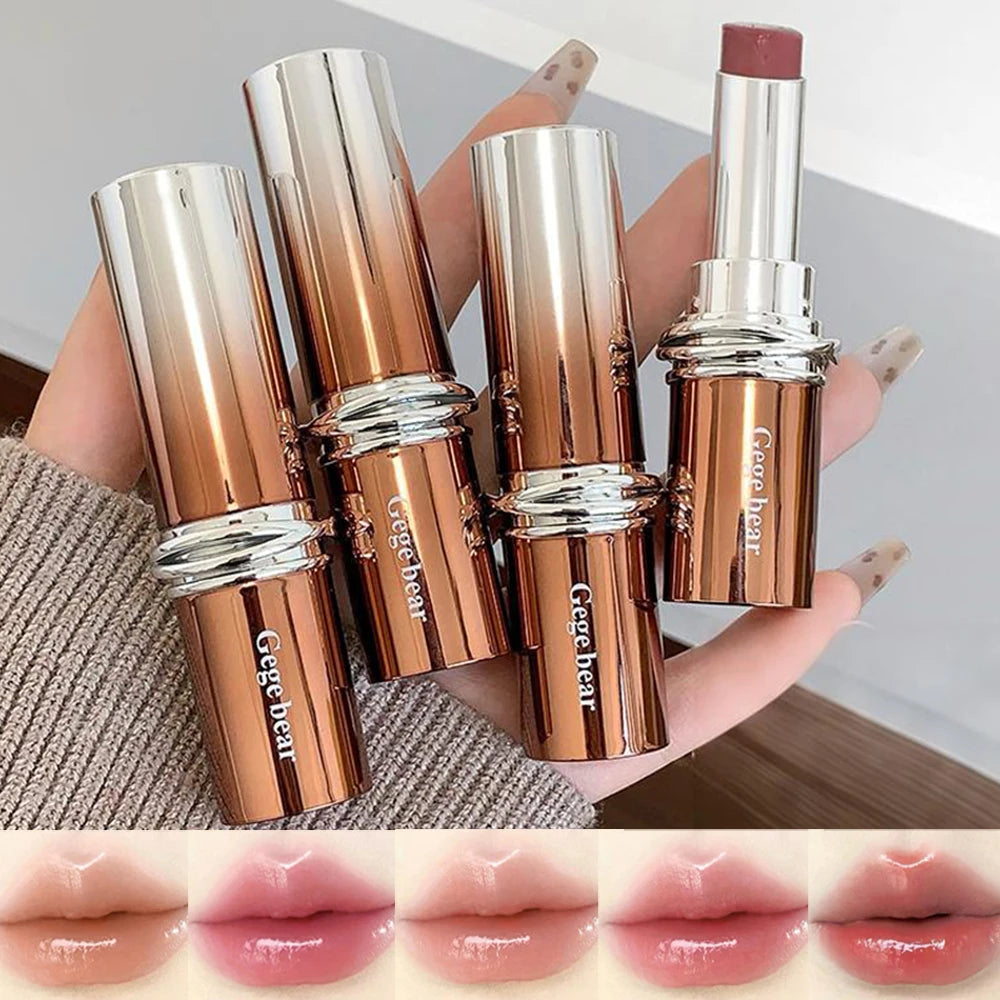 Glossy Mirror Lipstick Gege Bear Red Brown Shade Moisturizing Qme