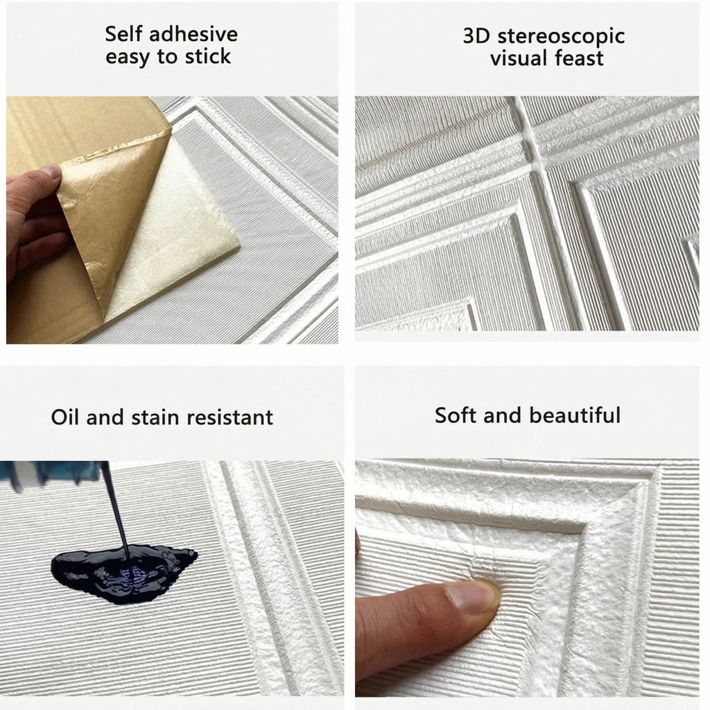 70x70cm Self Adhesive 3D Brick Wallpaper Wall Sticker Kitchen Ceiling Living Indoor Household Wall Decor Qme