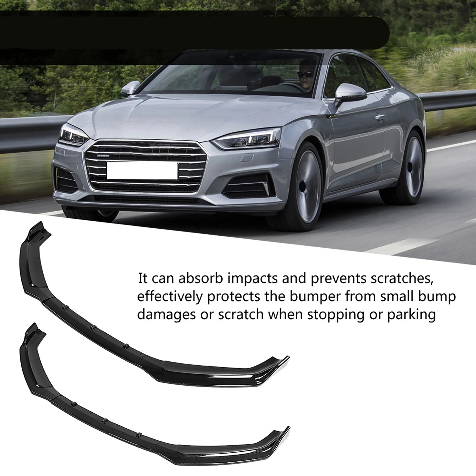 Bumper Add on Lip Car Front Bumper Canard Lip Splitter Body Shovels for B9 17‑18 Car Front Bumper Lip Front Bumper Diffuser Qme