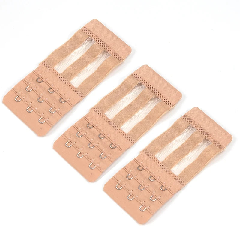 3 Hook Bra Women's Sexy Elastic Extension Strap Clip Expander Qme Beige one size