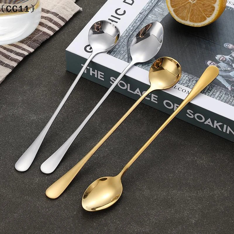 Coffee Spoon Long Handle Ice Cream Dessert Tea Picnic Drinkware Qme