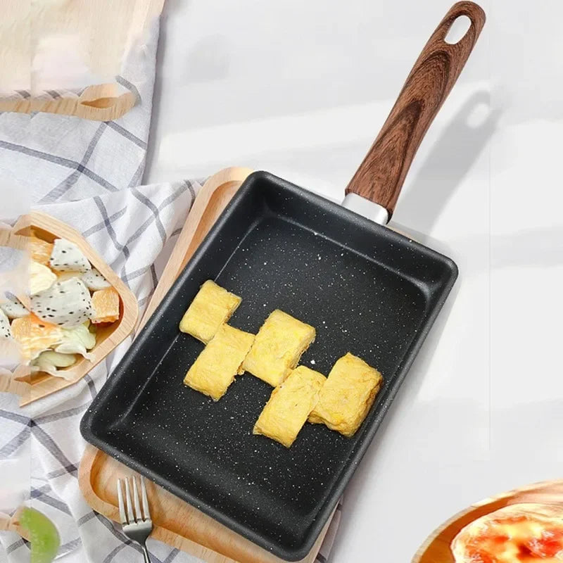 Tamagoyaki Japanese Omelette Pan Nonstick Egg Pan Skillet Rectangle Tamago Pan Small Egg Frying Pan with Cooking Tools Qme