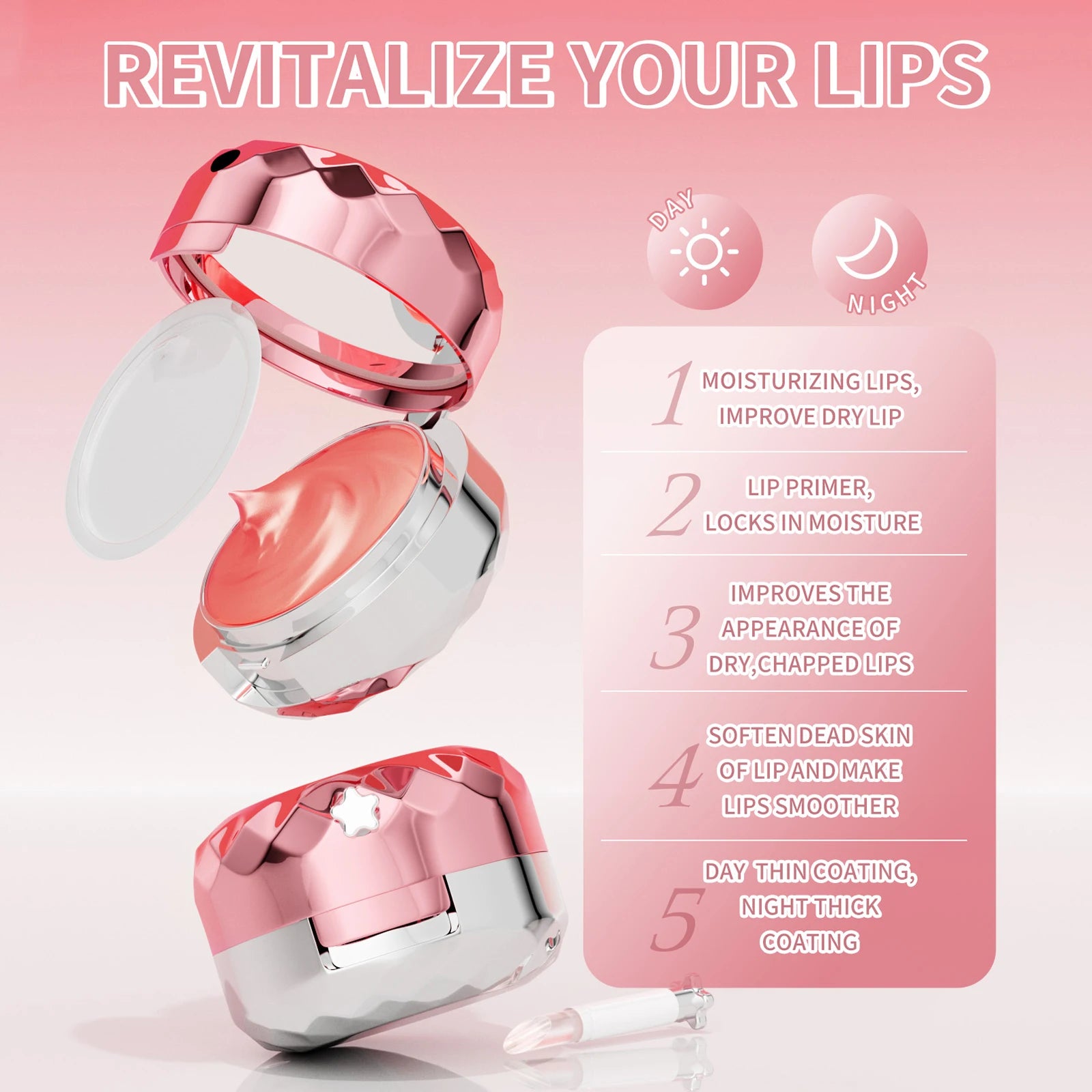 Moisturizing Lip Balm Lip Mask, Exfoliate Dry Chapped Lips, Long Lasting Hydrating Nourish Repair Lip Care Qme