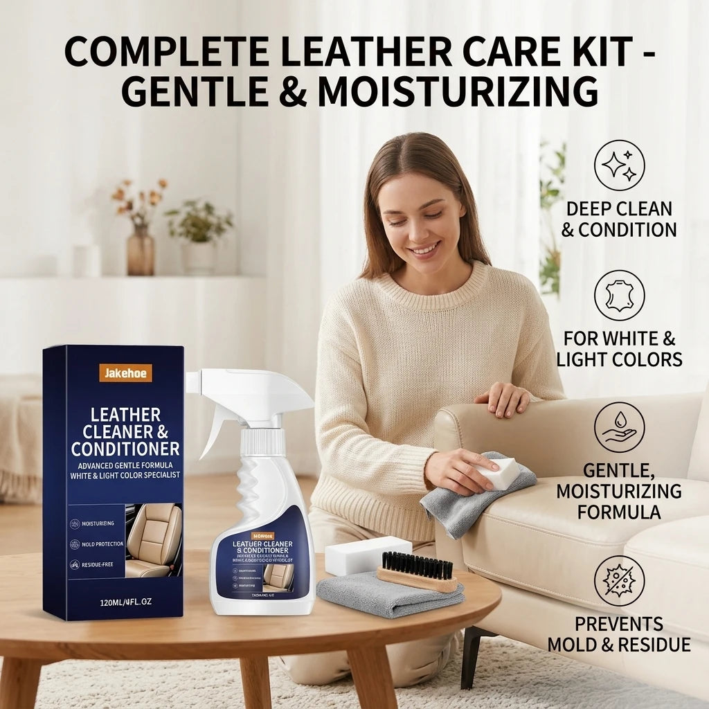 Leather Cleaning Kit Moisturize Remove Stubborn Stains Reduce Scratches Restore Leather Luster Multi-surface Leather Care Spray Qme