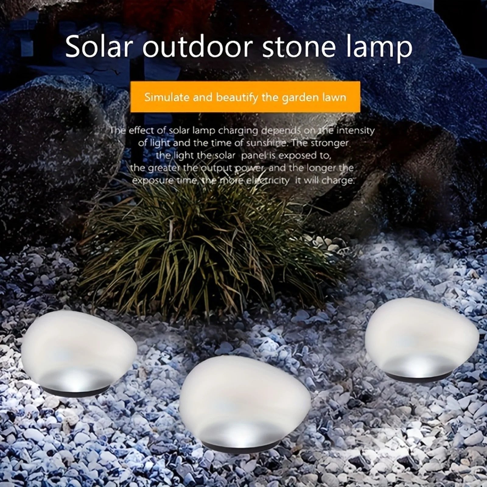 Solar Simulated Pebble Faux Stone Lawn Light LED Outdoor Garden Lamp Glowing Stone for Pathways Yard Garden Decoration Qme