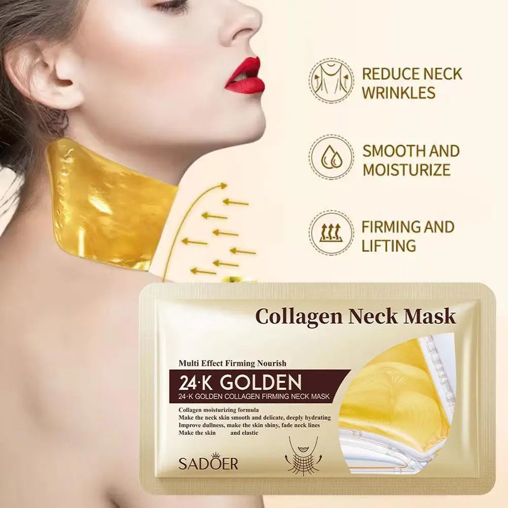 24K Gold Collagen Neck Mask,Crystal Gel Neck Patch,Deeply Moisturizing Nourishing Neck Care Mask For Neck Skin Care 1/3pcs Qme