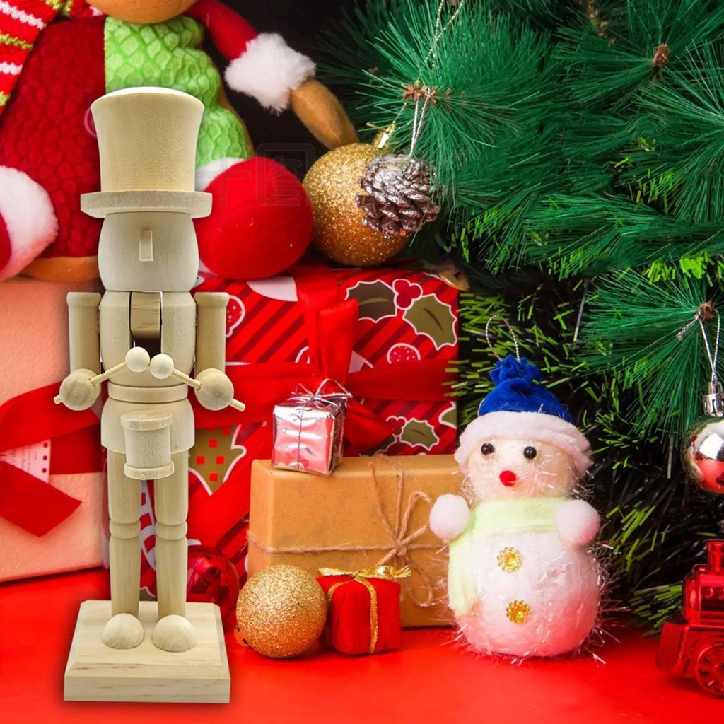 1PC Christmas Nutcracker Figurines Wooden Tabletop Ornament Wood Christmas Decorations Nutcracker Ornaments For DIY Living Room Qme