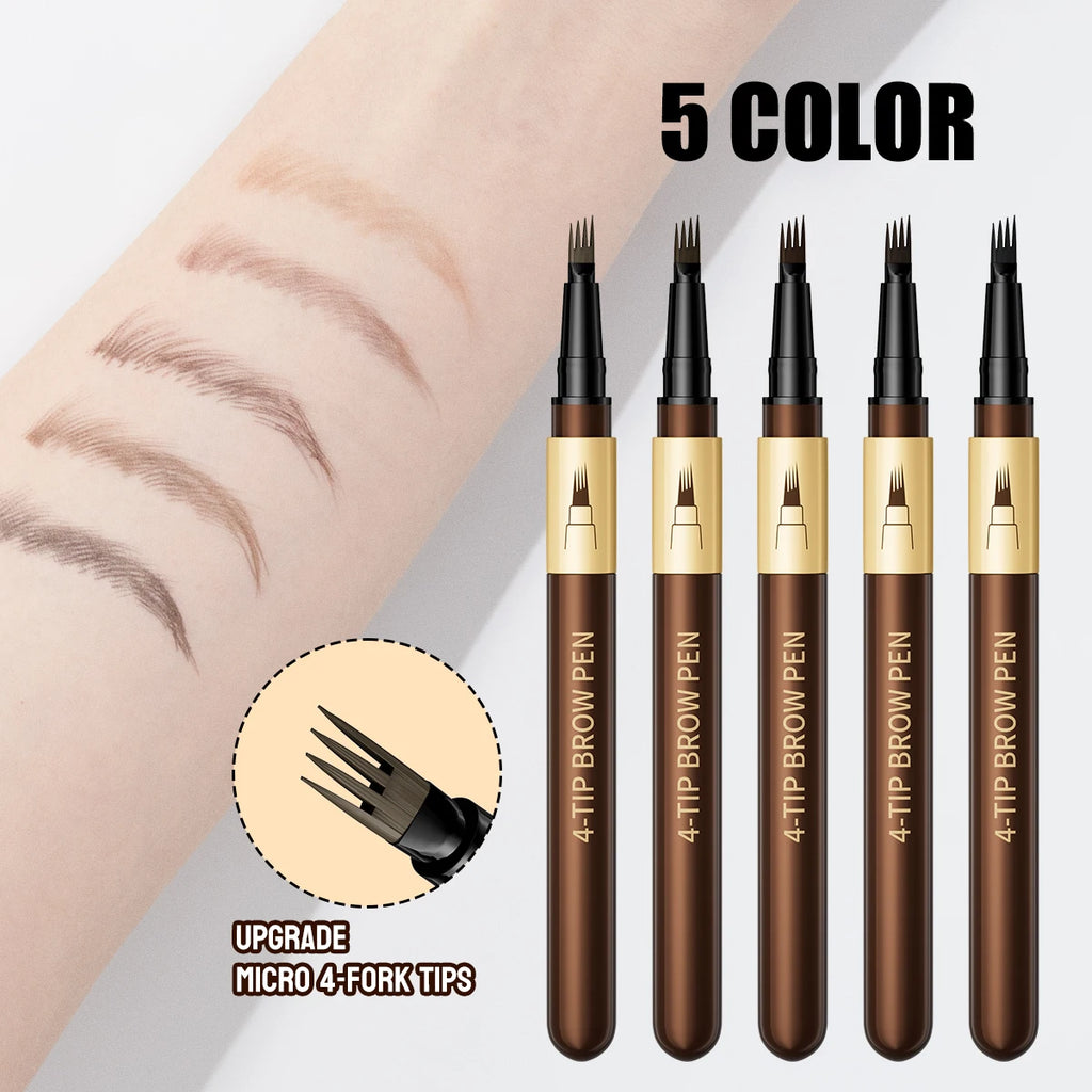 Four-pronged eyebrow pencil, four-end, long-lasting, non-smudged, water-resistant, anti-smudged eyebrow pencil Qme
