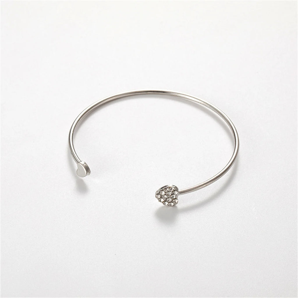 Cute Charm Bracelet Bangles Bijoux Fashion Love With Heart-Shaped Crystal Bracelet Double Opening Accessories Wholesales Qme 1