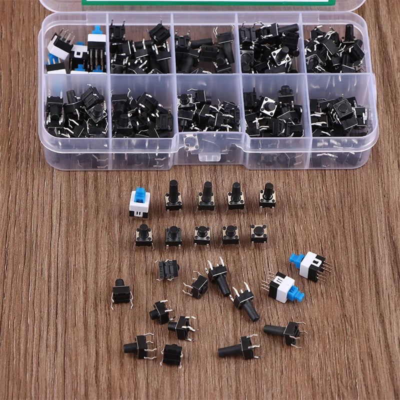 10 Values 180Pcs Tactile Push Button Switch Momentary Tactile Tact Mini Switch Kit 6*6 4.3-13MM 7*7mm Momentary Switch. Qme