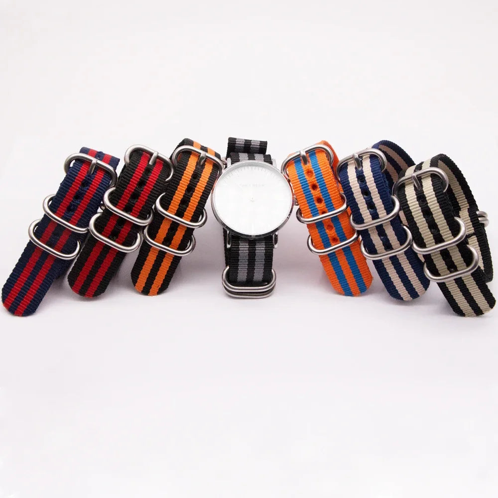 Durable Nylon Watch Strap Army Sport Style Watch Band 18/20/22/24MM 41 Colors Replacement Watch Accessories Qme