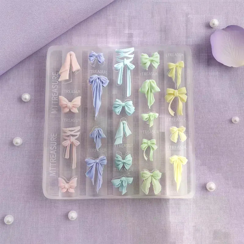 Silicone 3D Bow Lace Chain Nail Mold Durable DIY Resin Charm Making Qme