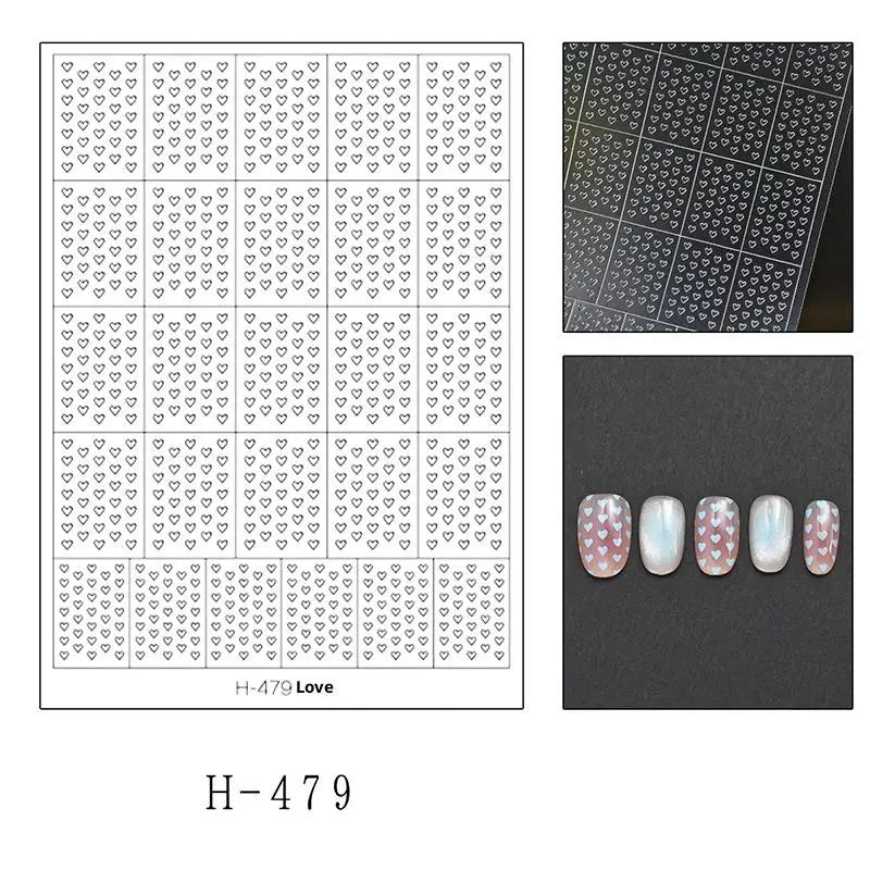 Reusable Hollow Out Love Star Nail Art Adhesive Sticker Template Qme H479