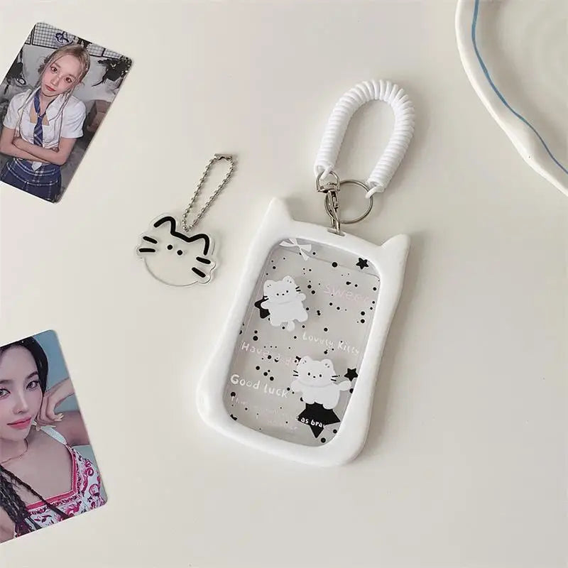 Cute Elastic Rope Idol Photo Storage Display Cat Photocard Holder Qme A3