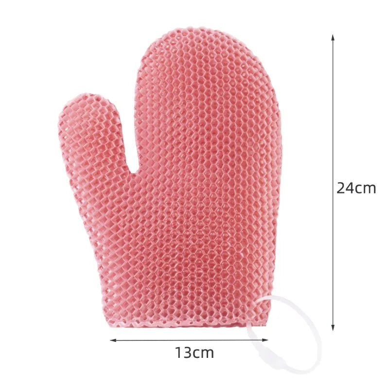 Honeycomb Exfoliating Glove Face Body Deep Cleansing Quick Dry TPU Qme Pink