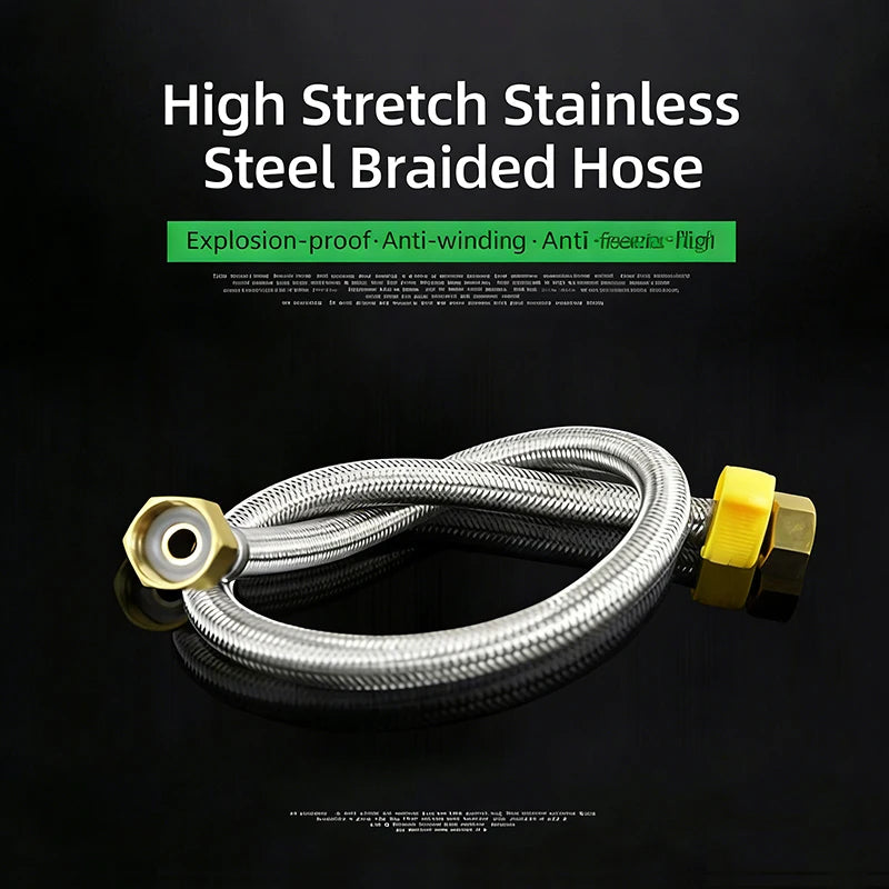 Stainless Steel Braided Tubing High-Pressure Thickened Hot And Cold Water Inlet Pipe Qme